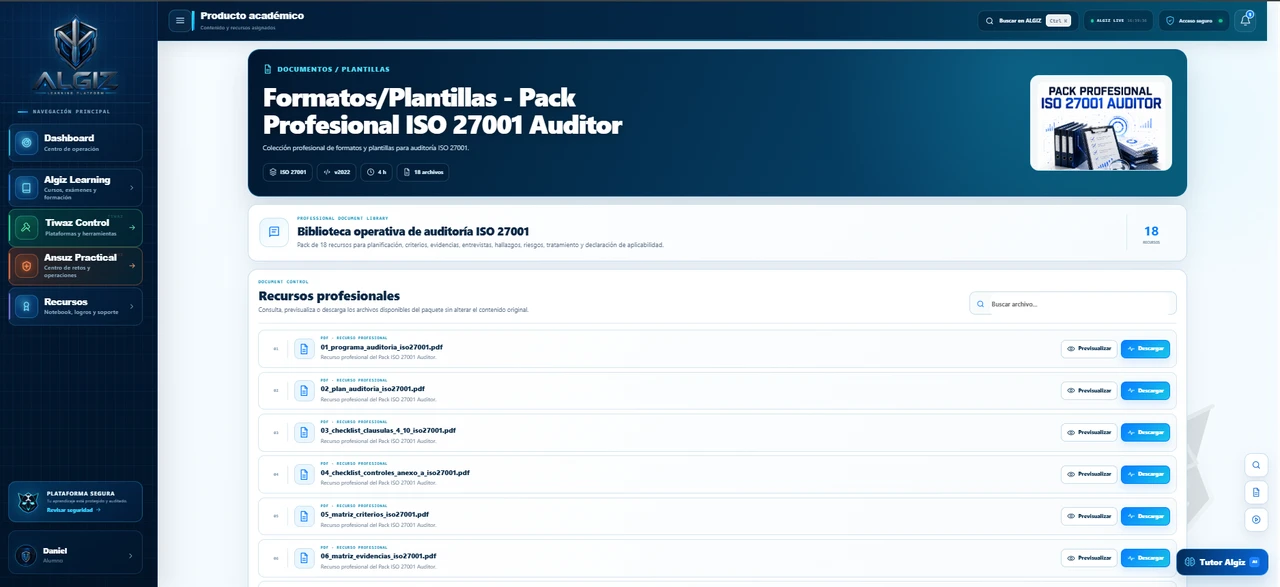 Pack profesional de formatos y plantillas ISO 27001 Auditor